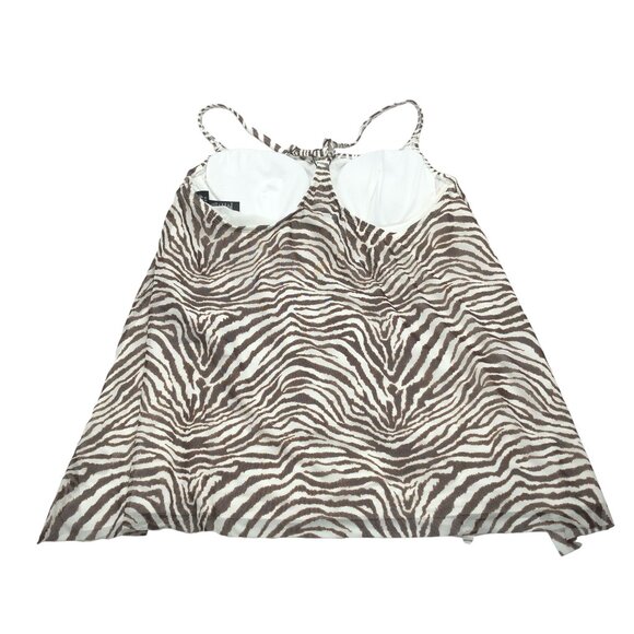 Coco Reef Zebra Print Bra Sized Mesh Layer Underwire Tankini Top Brown White 36C - Picture 4 of 6